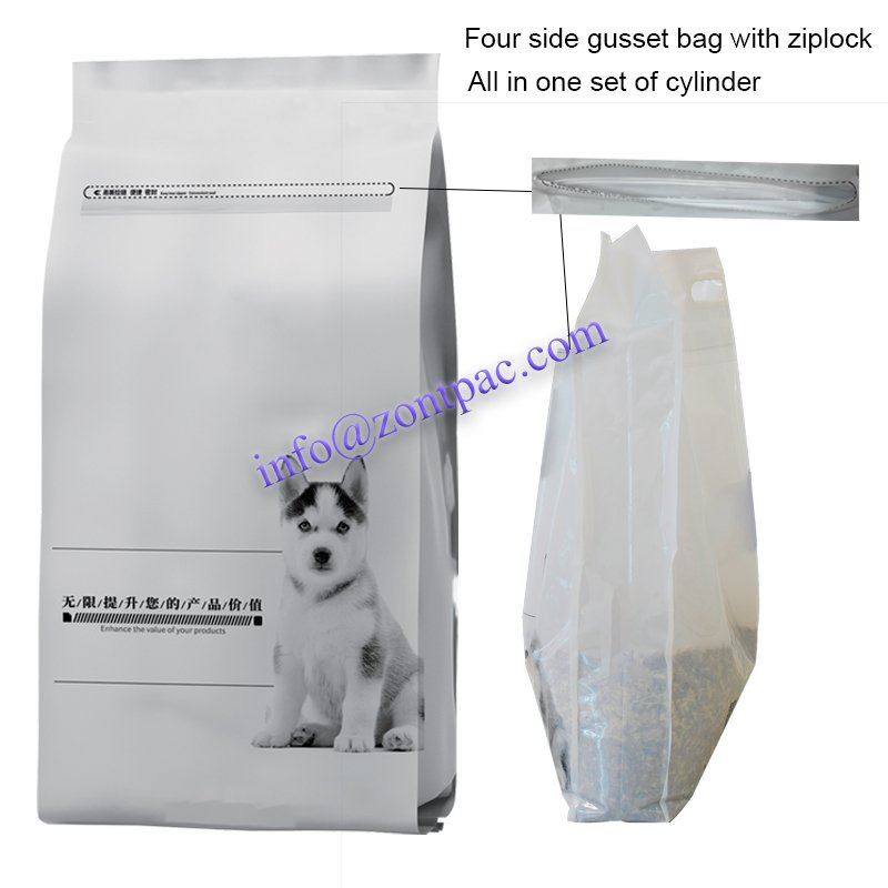 four side gusset bag with ziplock