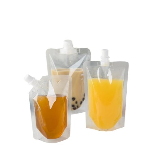 Wholesale Plastic Stand up Cosmetic Packaging Beverage Water Liquid Transparent Spout Pouch
